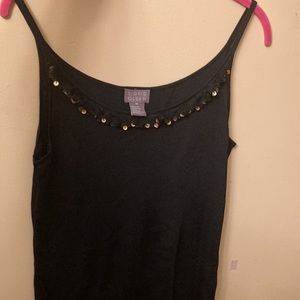 Sigrid Olsen Rayon Scoop Neck Tank with Sequin Trim Neckline